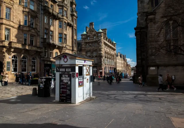 Repurposed Polis box on Royal Mile, Edinburgh