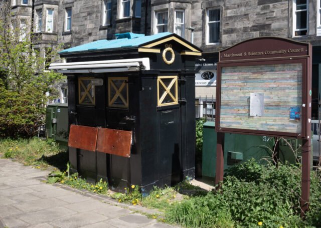 Repurposed Polis box on Roseneath Place, Marchmont, Edinburgh