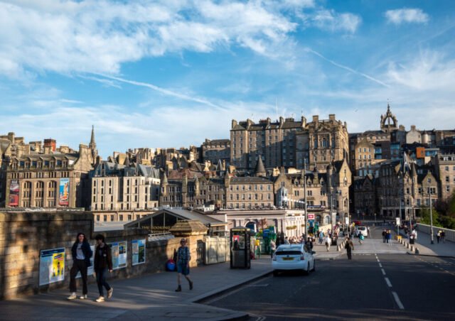 View of Edinburgh Old Town from Waverley Station