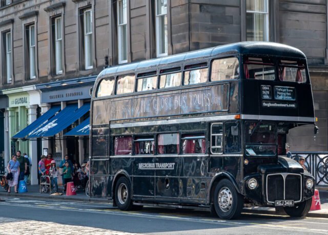 The Ghost Tour bus parked on George IV Bridge, Edinburgh