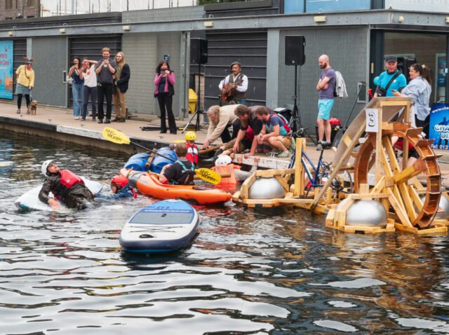 Capsize at the annual Edinburgh Union Canal raft race
