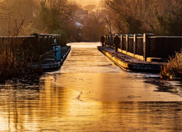 Golden hour at Slateford Aqueduct, Union Canal, Edinburgh
