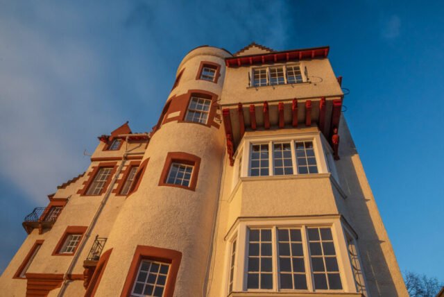 Ramsay Gardens apartments , next door to Edinburgh Castle