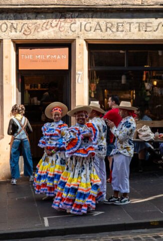 Colourful visitors to the Milkman on Cockburn Street, Edinburgh