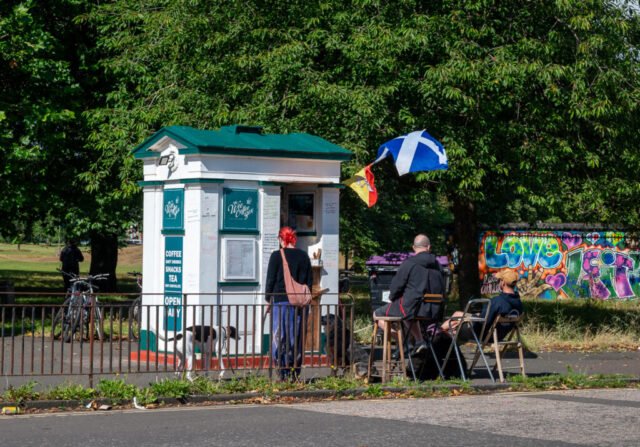 Repurposed Polis box on Leith Links, Edinburgh