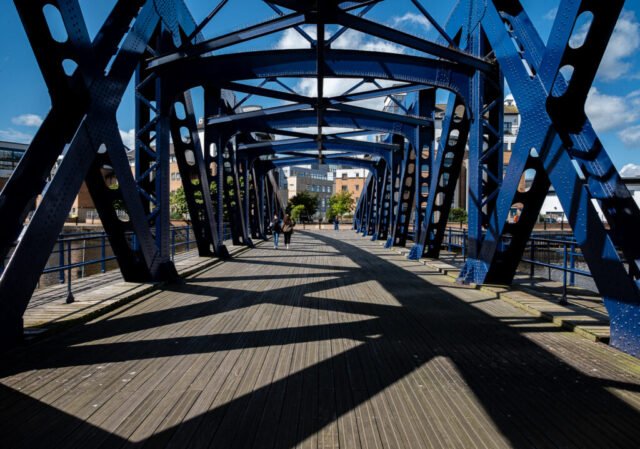 Victoria Swing Bridge connecting the Water of Leith to Albert Dock Basin