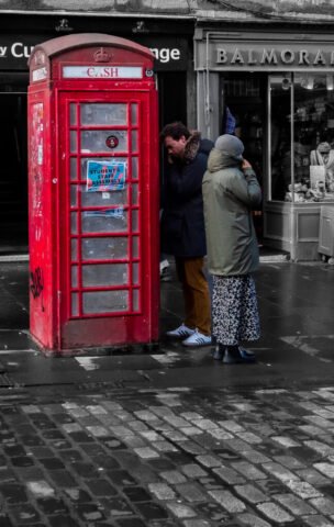Phoning on the Royal Mile, Edinburgh