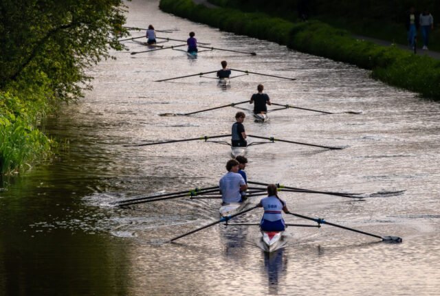 Evening session for the St Andrew's juniors, on the Union Canal at Craiglockhart