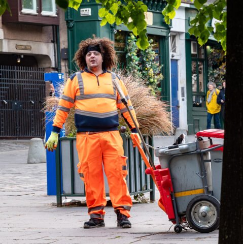 Street Cleaner on the Grassmarket, Edinburgh