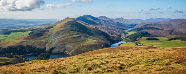 View from Capelaw Hill of Glencorse reservoir